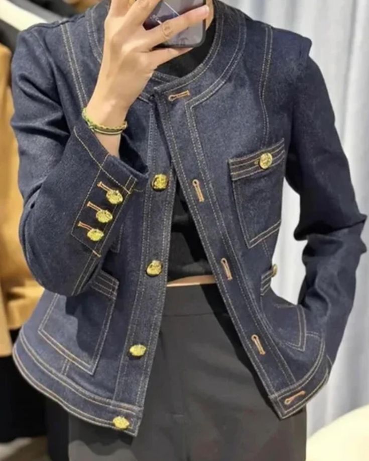 Bestsellers ¿Te gustan? Dark Blue Denim Jacket, Denim Jacket Vintage, Jacket Outfit, Vintage Denim Jacket, Blue Denim Jacket, Loose Jeans, Loose Shorts, Denim Jacket Women, Solid Clothes