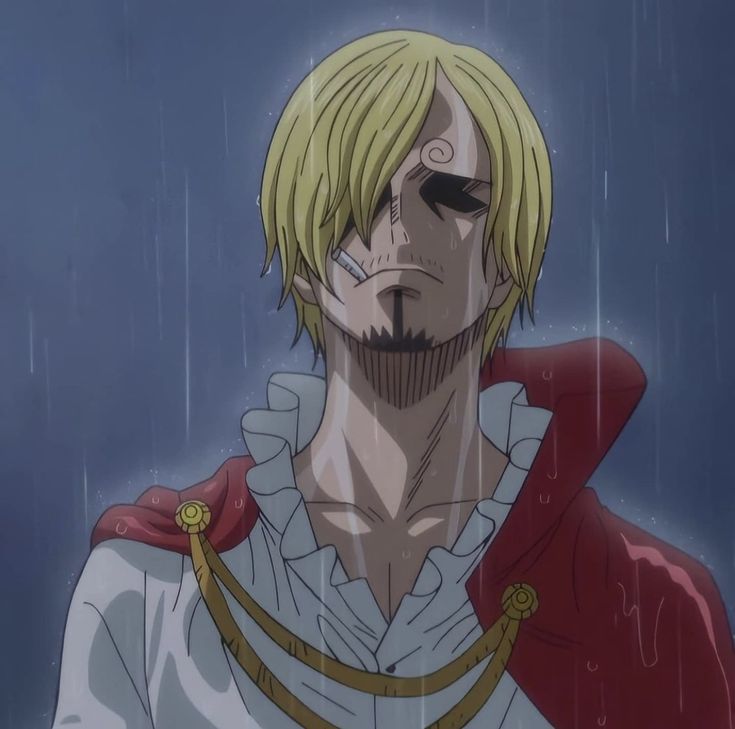 a man with blonde hair wearing a red cape and holding an umbrella in the rain