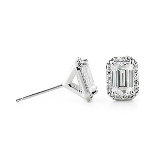 These exquisite Diamond Halo Stud Earrings feature your choice of Round, Princess, Cushion, or Emerald cut center stones, surrounded by a stunning halo of F/VS quality Lab-Grown Diamonds. Customize these earrings with either Lab-Grown Diamonds or Lab-Created Gemstones. The starting price is for the setting only.Metal Weight: 1.13gr Halo Diamonds: 0.06ctwDiamond Quality: F/VS Lab-Grown Diamonds Center Stone Options: 0.50ct x 2 = 1.0ctw 0.75ct x 2 = 1.5ctw 1.0ct x 2 = 2.0ctw 1.5ct x 2 = 3.0ctwPlea Diamond Emerald-cut Halo Earrings, Emerald Cut Diamond Earrings With Halo Design For Anniversary, Emerald Cut Halo Setting Earrings For Anniversary, Emerald Cut Halo Earrings For Anniversary, Emerald Cut Diamond Earrings With Halo Setting, Emerald Cut Earrings With Halo Setting For Anniversary, Diamond White Baguette Cut Halo Earrings, Formal Baguette Cut Halo Earrings, Diamond White Baguette Cut Earrings With Halo Design