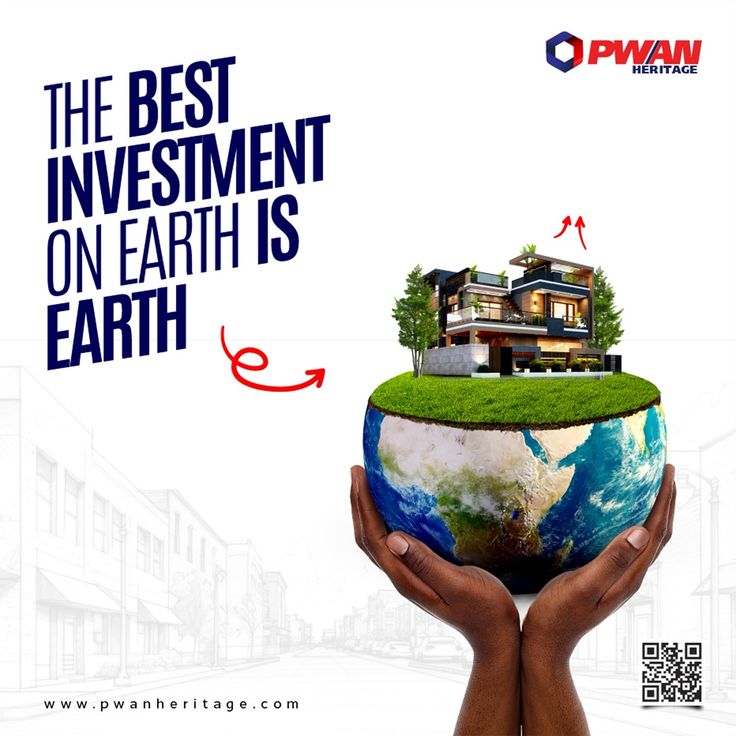 the best investment on earth is earth in hand with an image of a house and trees