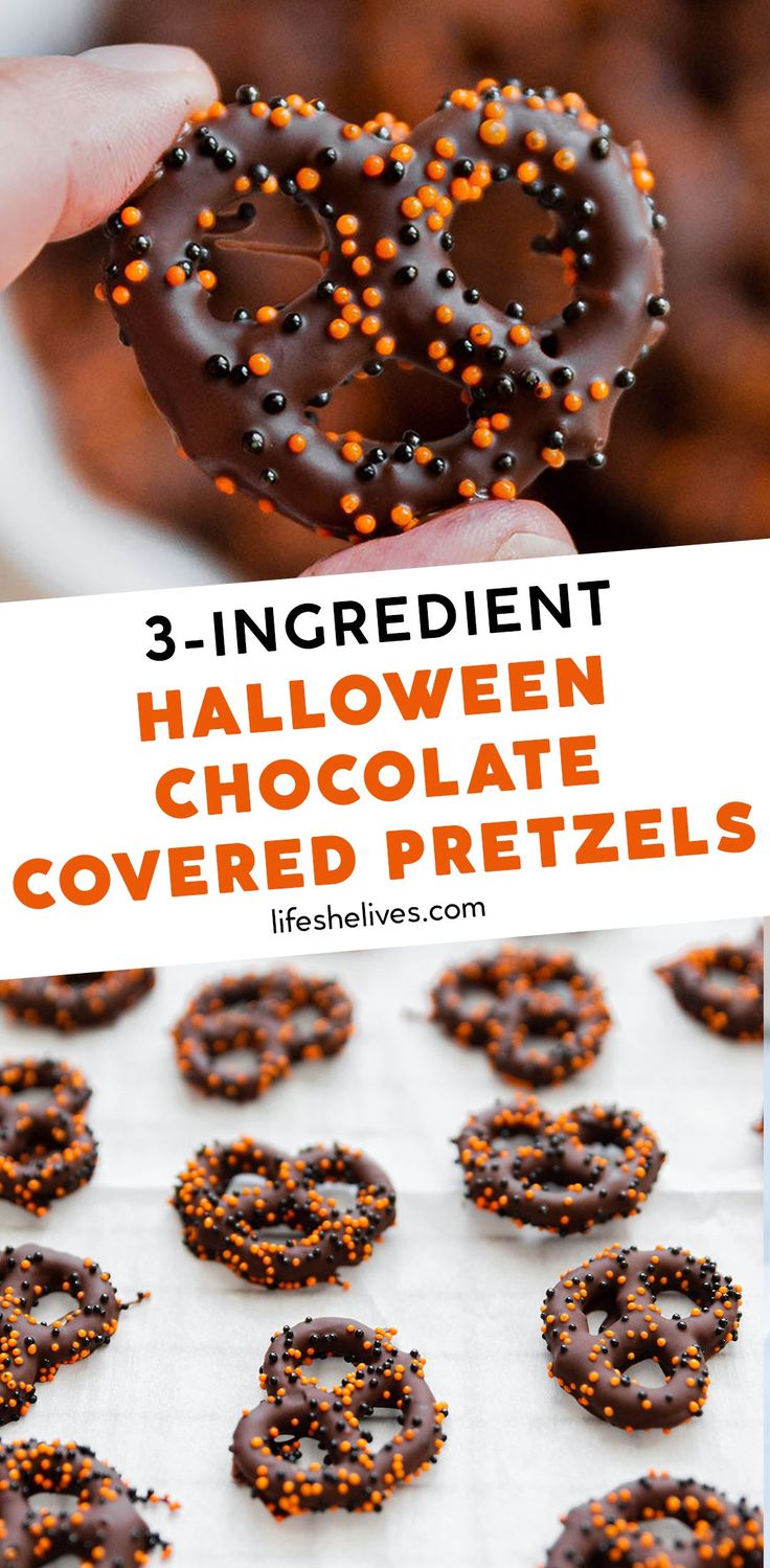 halloween chocolate covered pretzels with sprinkles