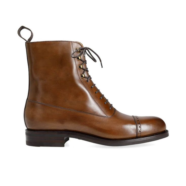 BALMORAL BOOTS IN BROWN VEGAN Fall Goodyear Welted Calf Leather Boots, Classic Brown Ankle Boots, Winter Lace-up Cap Toe Boots With Reinforced Heel, Leather Lined Cap Toe Boots For Fall, Fall Cap Toe Boots With Leather Sole, Fall Cap Toe Boots With Leather Lining, Calf Leather Cap Toe Boots For Derby, Snip Toe Boots For Derby In Fall, Goodyear Welted Cap Toe Boots For Fall