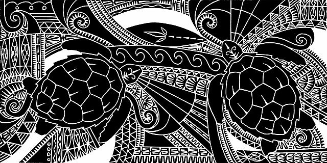 a black and white drawing of a turtle