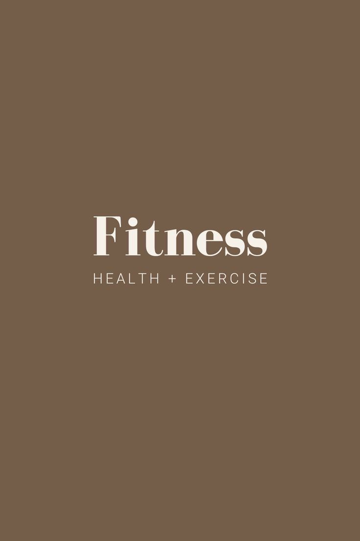 the words fitness health and exercise are in white letters on a brown background with an image of