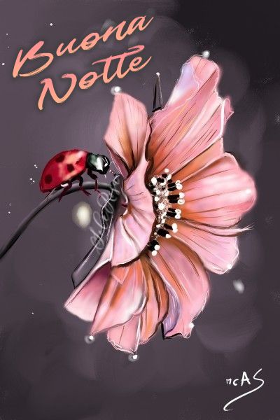 a ladybug sitting on top of a pink flower next to the words bonna note