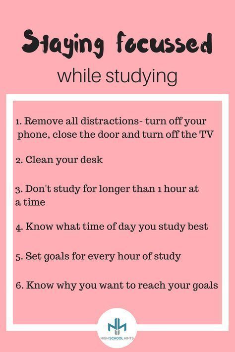 a pink poster with the words staying focused while studying