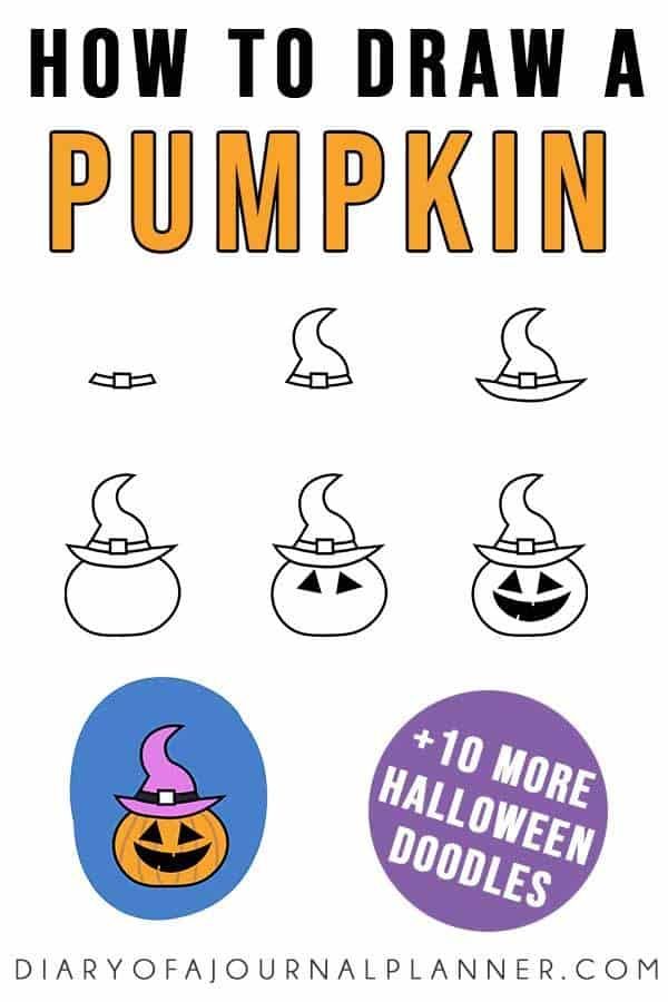 how to draw a pumpkin with 10 more halloween doodles