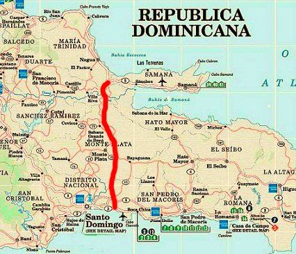 a map showing the route to and from dominica domitca in portugal