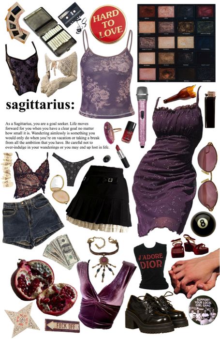 Sagittarius Venus Aesthetic Outfits, Saturn Aesthetic Outfits, Sagittarius Clothing Aesthetic, Sagittarius Dressing Style, Sagitarrius Venus Style, Zodiac Signs Outfits Sagittarius, Saggitarius Aesthetic Clothes, Lilith Sagittarius, Sagittarius Outfits Style