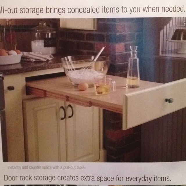 an ad for kitchen cabinets with the words don't storage brings items to you when needed