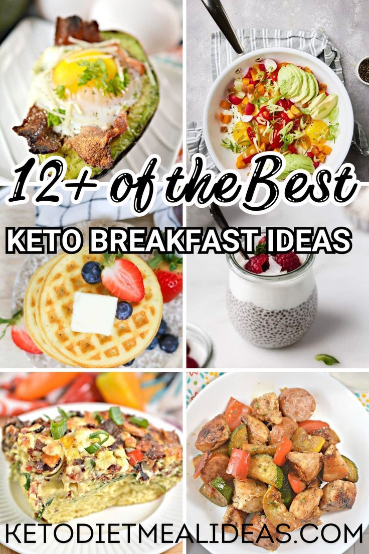 A variety of keto breakfast ideas including avocado baked eggs, waffles, and chia pudding, perfect for easy low carb breakfast recipes. Low Carb Sweet Breakfast Ideas, Keto Diet For Beginners Recipe Breakfast, Keto Egg Recipes Breakfast, Vegetarian Keto Breakfast, Keto Breakfast For Work, Healthy Keto Breakfast Recipes, Keri Breakfast Ideas, Keto Diet For Beginners Breakfast, Keto Breakfast For Beginners