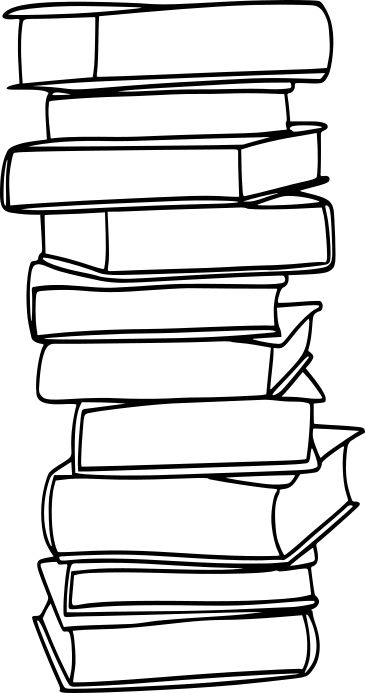 a stack of books with arrows pointing up to the top and bottom, in black and white