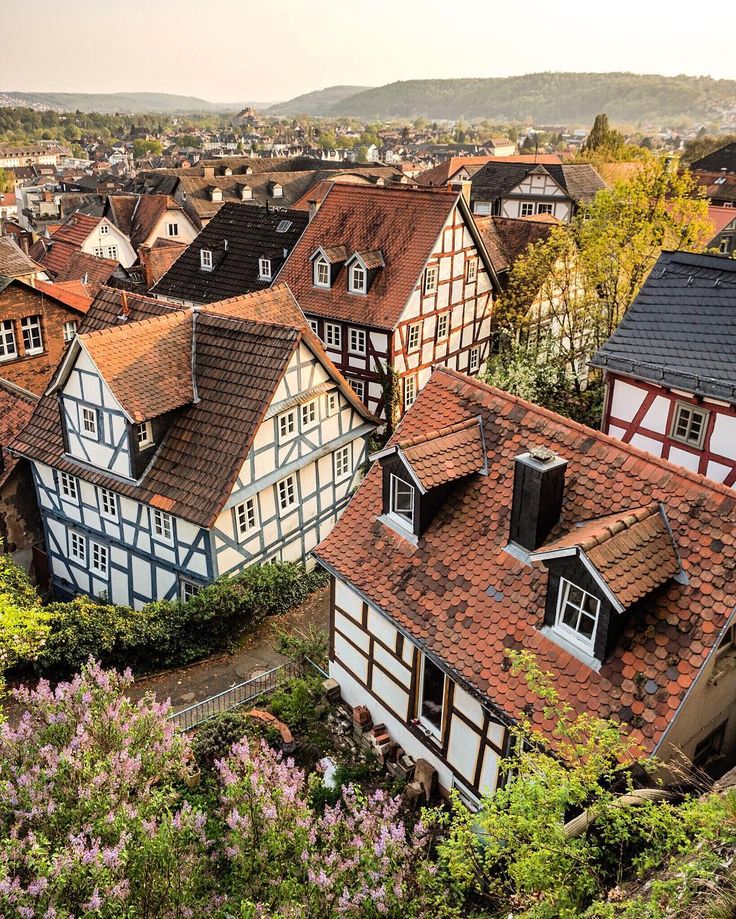 an aerial view of some old houses in germany