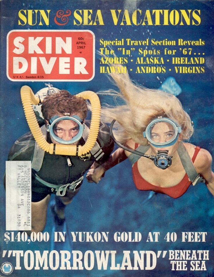 an advertisement for sun and sea vacations featuring two scuba divers