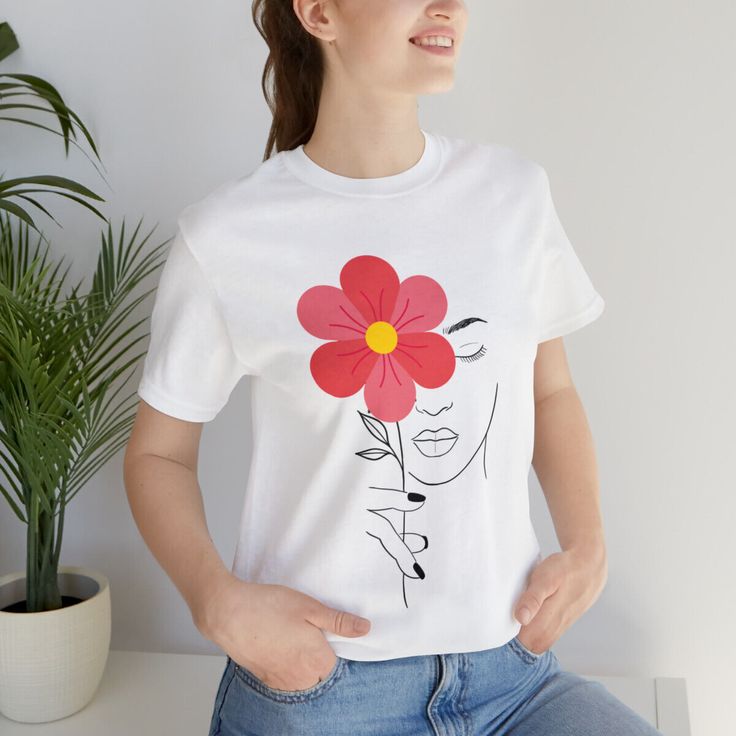 Cotton T-shirt For Gifts, Cotton T-shirt For Spring Gift, Spring Cotton T-shirt For Gift, Spring Cotton T-shirt As Gift, Spring Gift White T-shirt, White Tops For Spring Gift, Red Floral Print Cotton T-shirt, Red T-shirt For Spring Gift, Red T-shirt For Spring