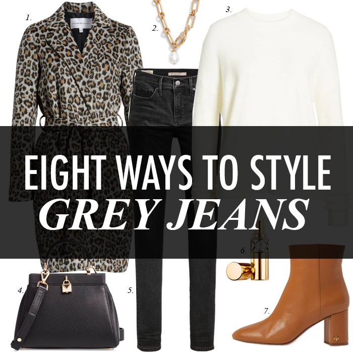 What To Wear With Light Grey Jeans, Gray Chino Pants Outfit Women, How To Style Charcoal Jeans, Light Grey Jeans Outfit Winter, What To Wear With Gray Jeans Outfits, How To Style Grey Jeans Women, Gray Wash Jeans Outfit, Grey Boyfriend Jeans Outfit, Styling Gray Jeans