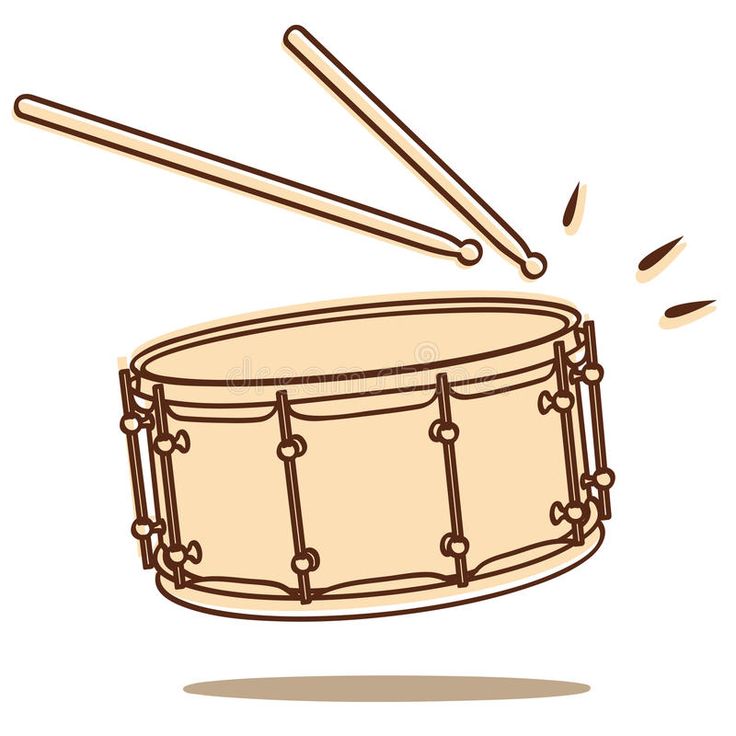 a drum and sticks on a white background royalty illustration