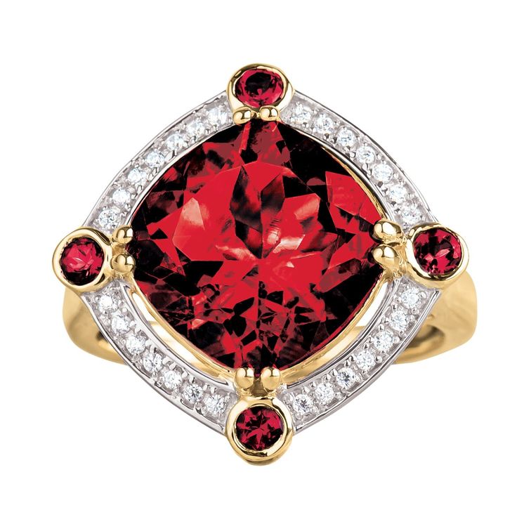 What could be a better gift for a loved one than a bouquet of flowers – jewelry. This collection is sure to grasp her heart strings and the attention of onlookers. Bouquets of flowers can retail at higher prices than this and don’t last as long. This stunning collection is crafted from sterling silver, finished in yellow gold with a total garnet weight of 14.04ct, and 0.40ct glistening Diamondeau® - flawless simulated diamond. Heirloom Style Valentine's Day Jewelry Ring, Valentine's Day Heirloom Ring Jewelry, Valentine's Day Heirloom Ring, Timeless Jewelry For Valentine's Day Formal, Timeless Formal Jewelry For Valentine's Day, Valentine's Day Diamond Accent Ring, Timeless Halo Ring As Gift, Fine Jewelry Diamond Ring For Valentine's Day, Elegant Formal Ruby Halo Ring