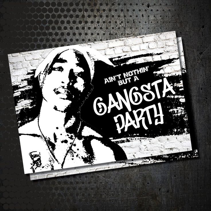 a black and white photo of a person on a brick wall with the words, anti - nothing but a gangster party