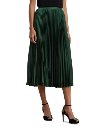 Realized in glossy satin charmeuse, the A-line silhouette of this midi skirt is detailed with sunburst pleats for effortless movement with each step. Wedding Guest Coats, Vince Clothing, Stuart Weitzman Boots, Fall Wedding Dresses, Pleated Midi Skirt, Ralph Lauren Womens, Green Skirt, Formal Gowns, Cocktail Dress Party