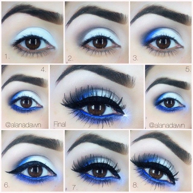 17 Stunning Makeup Tutorials. Awesome blue eye makeup! Matte Make Up, Blue Halloween, Blue Makeup Looks, Mekap Mata, Tutorials Makeup, Drag Make-up, Smink Inspiration, Eye Makeup Steps, Makijaż Smokey Eye