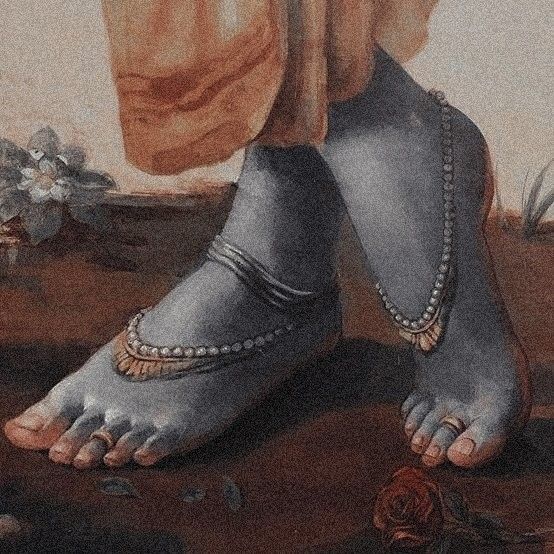 a painting of a woman's feet with pearls on her ankles and toenails