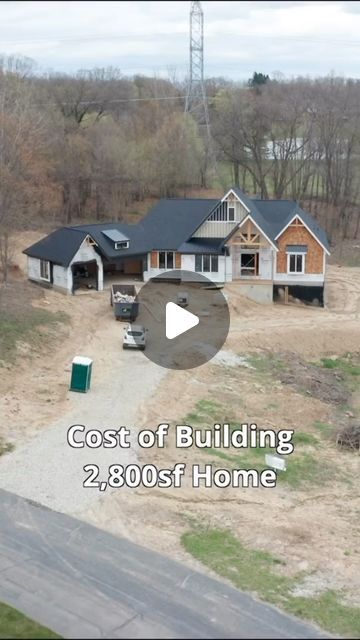 an aerial view of a house with the words cost of building 2, 800sf home