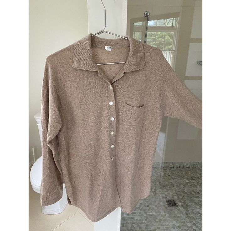 Never Worn And In Great Condition. Open To All Offers. Beige Sweater With Pockets For Loungewear, Neutral Fall Tops For Daywear, Neutral Tops For Fall Daywear, Neutral Tops For Daywear In Fall, Beige Cardigan With Pockets For Loungewear, Cozy Beige Tops For Day Out, Classic Beige Sweater For Loungewear, Classic Beige Outerwear For Loungewear, Brown Long Sleeve Sweater For Day Out