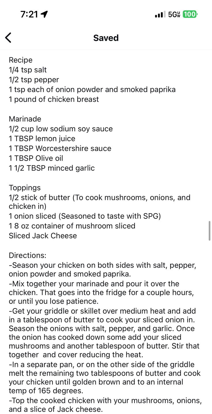 the recipe is displayed on an iphone screen