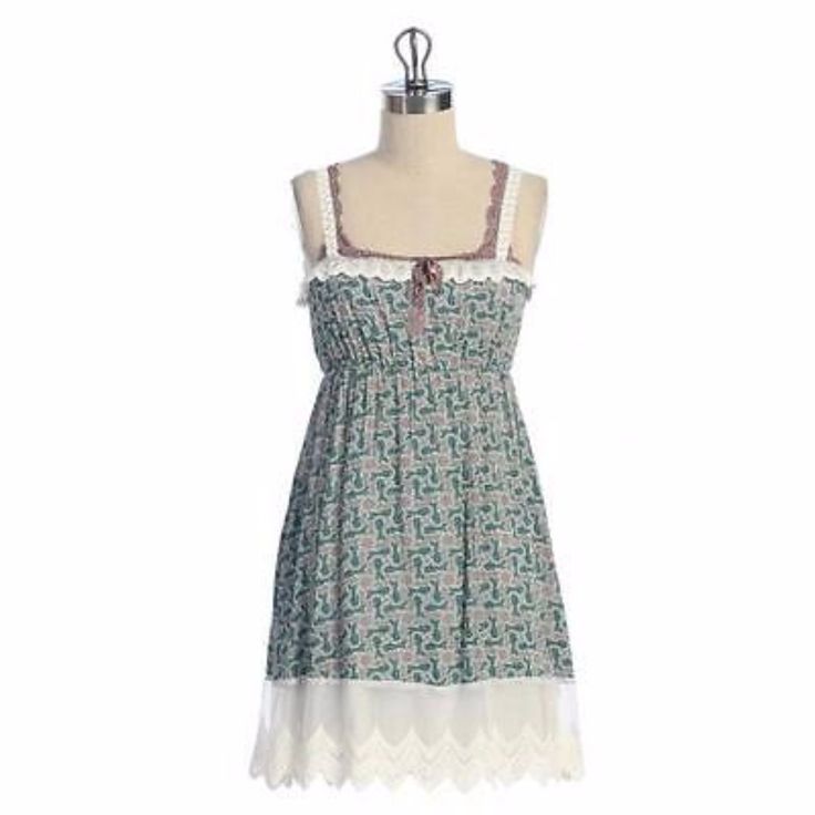 New With Tags Layered Dress With Tank Top Under By Hazel Small Across Chest Or Armpit To Armpit 17.5'' Elasticized Waist From 27'' To 29'' Around Length From Shoulder To Hemline 31'' Pull Over No Zipper Or Buttons On The Garment Full It Lined Telp ( 627- 10- Casual Green Dress With Lace Patchwork, Feminine Green Dress With Lace Trim, Feminine Green Dresses With Lace Trim, Green Flowy Dress With Lace Trim, Flowy Green Dress With Lace Trim, Casual Green Mini Dress With Lace Trim, Casual Lace Trim Mini Dress For Garden Party, Casual Lace Trim Dress For Garden Party, Casual Dress With Lace Trim For Garden Party