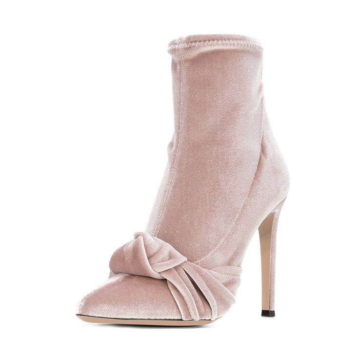 Step into elegance and style with the FSJ Blush Velvet Boots. Crafted from luxurious blush velvet, these ankle-length boots feature a pointy toe design and a slender stiletto heel, exuding sophistication. The distinctive bow detail at the ankle adds a touch of femininity to these fashion-forward boots. Versatile and chic, these boots elevate any outfit, making them a must-have for fashion enthusiasts. Handcrafted US sizing. Fits true to size. Heel Height: 4" / 100 mm approx Product measurements were taken using size 8. Please note that measurements may vary by size. Blush Velvet Material: Luxurious velvet construction in a soft blush hue for a chic and sophisticated look. Stiletto Heel: Features a slender, high stiletto heel that adds height and allure to your stride. Bow Detailing: Adorne Wide Ankle Boots, Pencil Heels, Velvet Ankle Boots, Boots High Heels, Velvet Boots, Stiletto Boots, Boots High, High Heel Boots Ankle, Fabulous Shoes