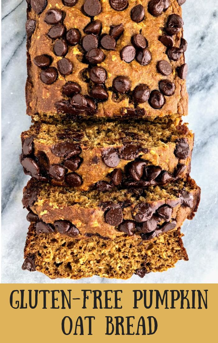 three slices of gluten - free pumpkin oat bread stacked on top of each other