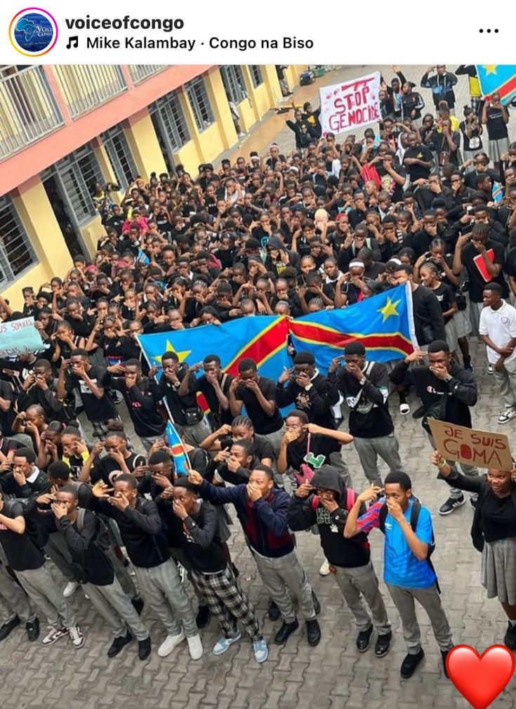 a large group of people holding flags and signs