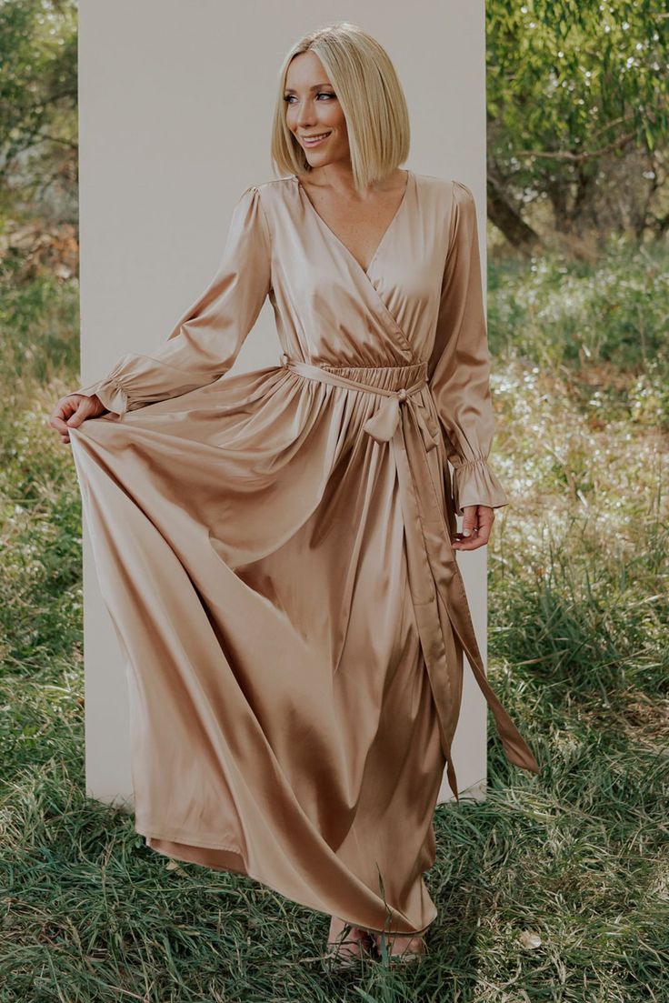 Holly Satin Maxi Dress | Champagne | Baltic Born Logan Nicole, Studio Wardrobe, Sparkle Gown, Family Clothes, Snow Wedding, Mother Of The Groom Dress, Bride Groom Dresses, Sequin Bridesmaid, Bridesmaid Colors