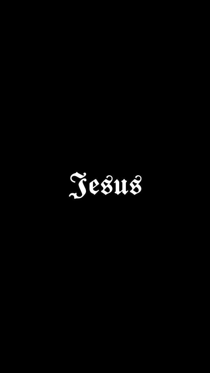 the word jesus written in white on a black background