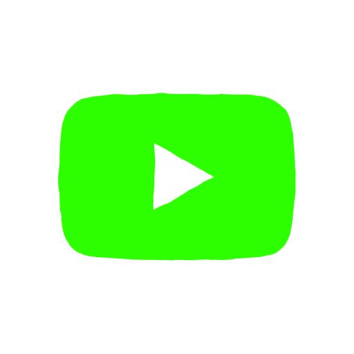 a green play button with an arrow pointing to the left and right hand corner, on a white background