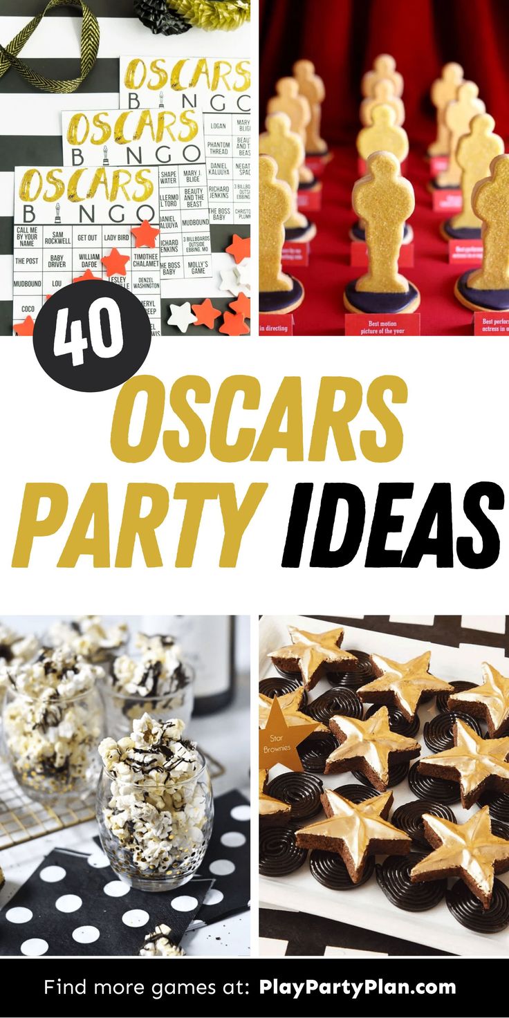 oscars party ideas including cookies and desserts