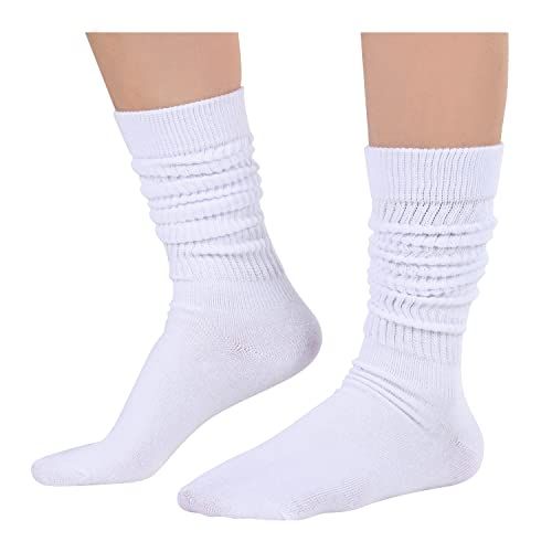 Slouch SocksOur white scrunch socks are designed for women and girls, offering a lightweight, non-bulky, and comfortable fit.Size & PackageOne size fits most. Our women's scrunchie socks are designed to fit for women' s shoe size 5-10. Each pair of cotton thin socks comes in a plastic zippered bag.Quality MaterialOur long socks are made of 90% Cotton, 8% Nylon, 1% Spandex and 1% Polypropylene to ensure they are soft, comfortable, stretchy, and breathable.Slouchy DesignAdjust the length to your p Sf Outfit, Scrunchie Socks, Scrunch Socks, 80s Gift, 90s Gift, Color Socks, Slouch Socks, Zippered Bag, White Socks