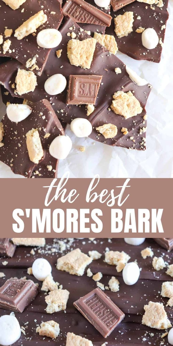 the best s'mores bark is made with chocolate and marshmallows