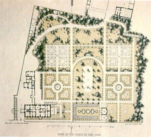 an old drawing shows the plan for a palace