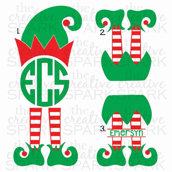 christmas elf monogrammed svg file