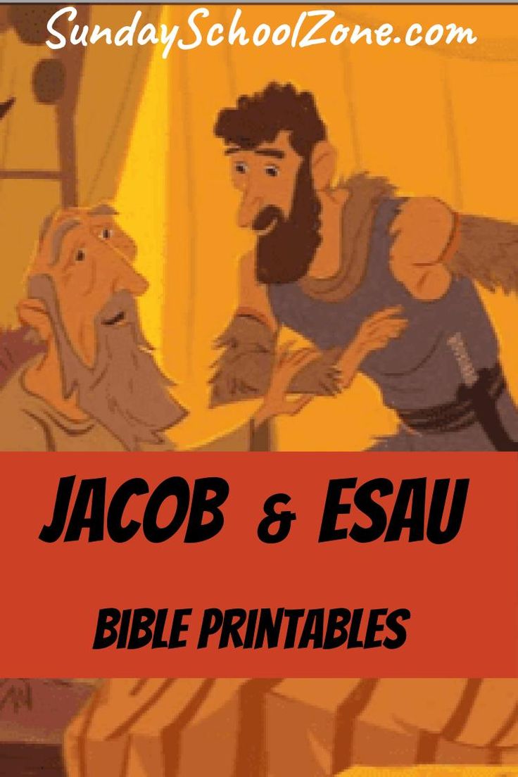 an image of a cartoon scene with the title jacob and esau bible printables