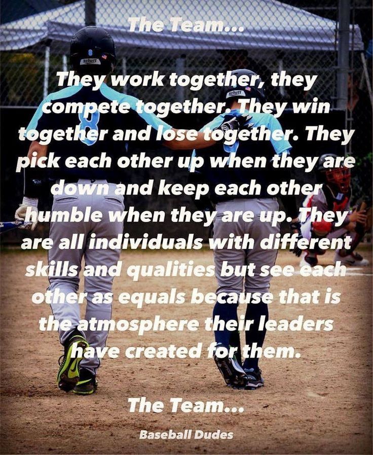 two baseball players standing next to each other with a quote on the back ground that says they work together, they win together