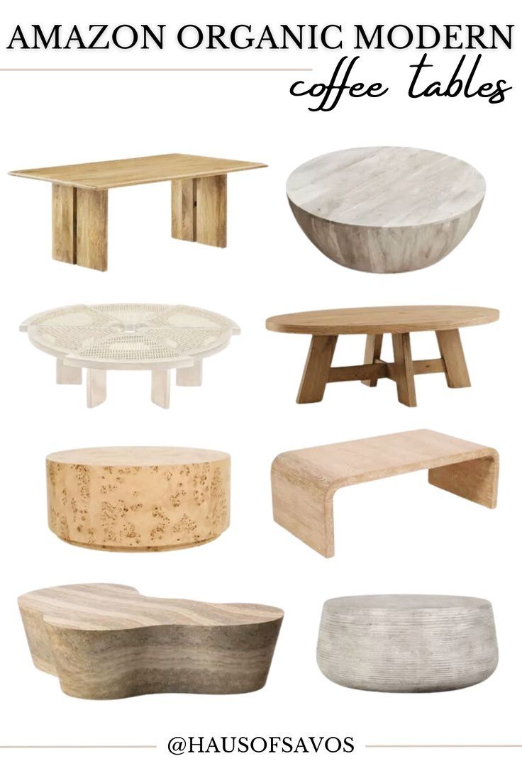 the amazon organic modern coffee tables are made from wood and have different shapes and sizes