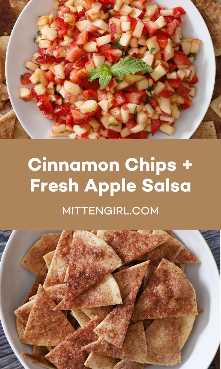 cinnamon chips and fresh apple salsa are the perfect side dish for any summer bbq