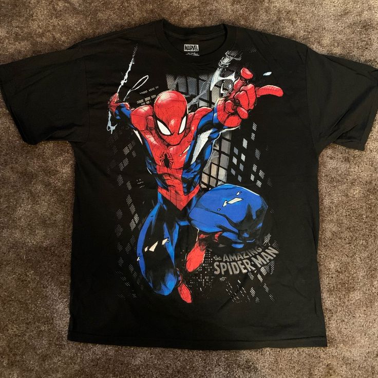 Used Spider-Man T-Shirt Mens Xl Used Item But In Great Condition Over All. Graphic Print Is In Excellent Condition. No Holes,Stains, Fading Or Pilling. A Quick Wash Will Have This Shirt Looking Brand New!! Please Examine Pictures Carefully. Item Is At Least 10 Years Old And Is A Rare T-Shirt!!! Y2k Shirts, Spiderman Shirt, Marvel Shirt, Man Thing Marvel, Men's Graphic T Shirt, Superhero Comic, Marvel Spiderman, Dream Clothes, Black T Shirt