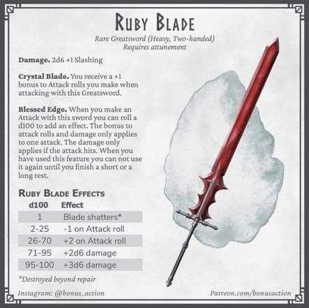 an advertisement for the ruby blade game