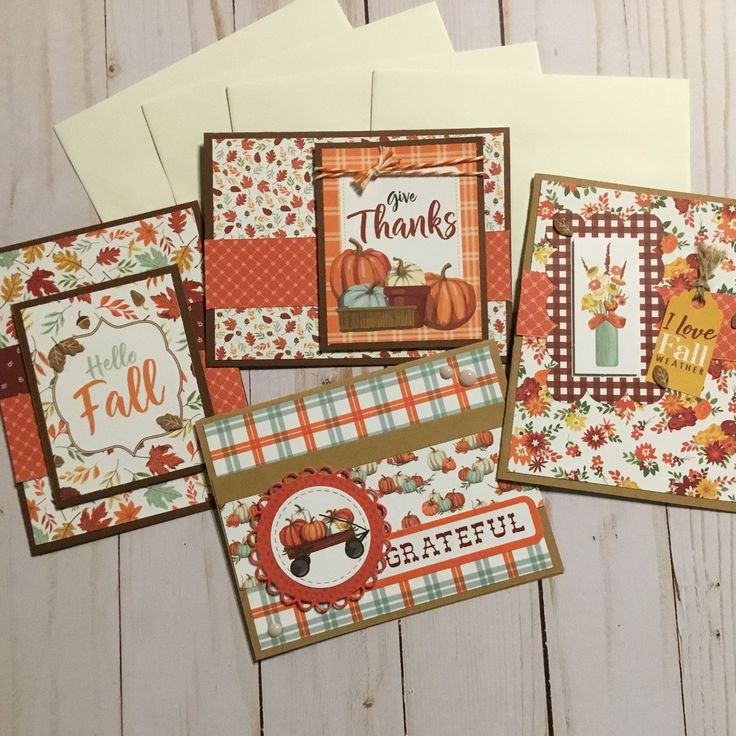 four cards with thanksgiving sayings on them