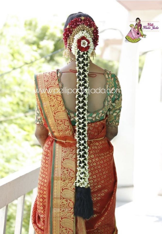 Moggin Jade For Bride, Poola Jadalu For Wedding, Flower Jadai For Marriage, Seemantham Jada, Pula Jadalu Designs Latest, Pelli Pula Jada Indian Weddings, Pula Jadalu Designs, Poolajada Designs For Bride, Poola Jada Brides Fresh Flowers