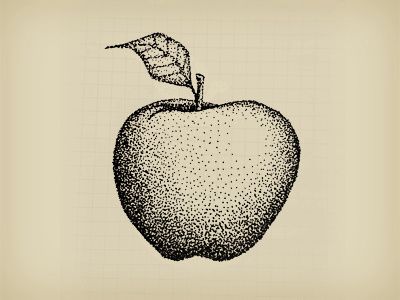 an apple with a leaf drawn on it